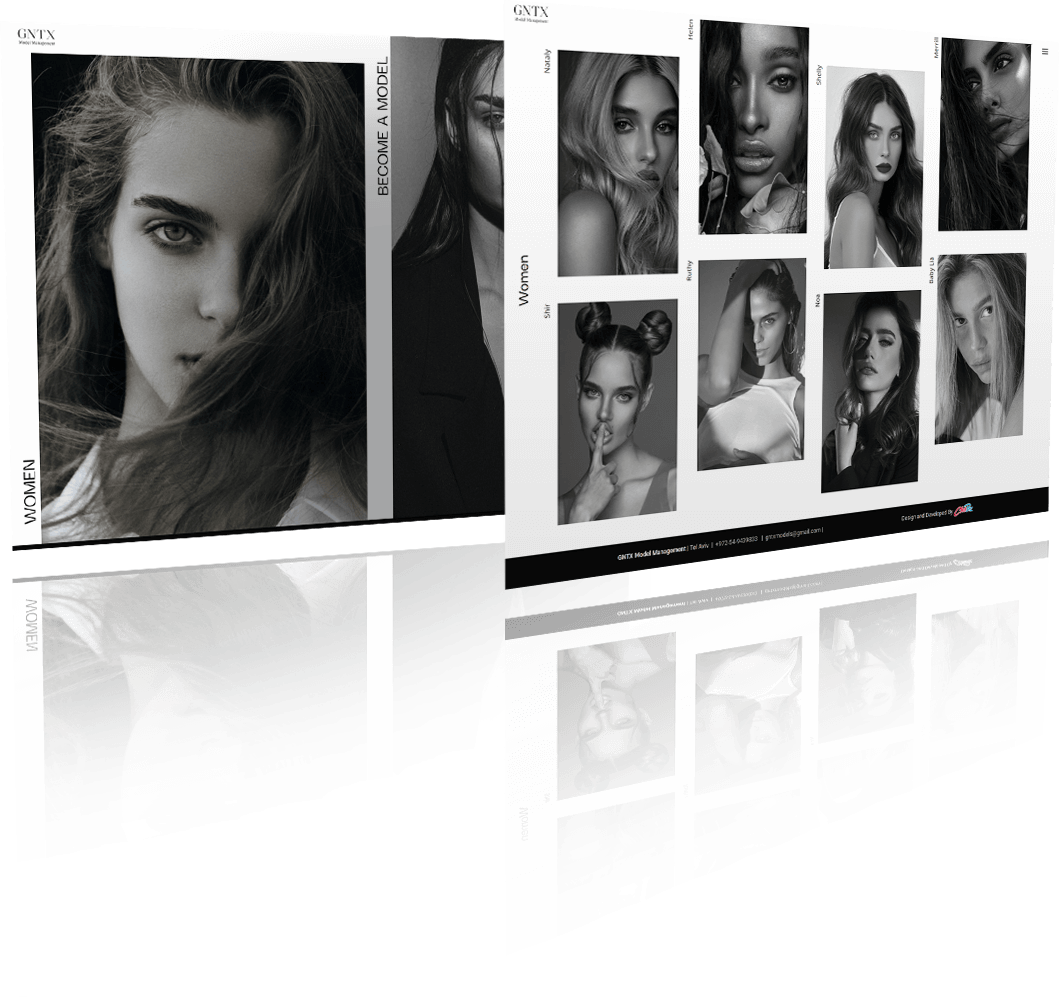 מוקאפ אתר GNTX Models בתצוגה במחשב