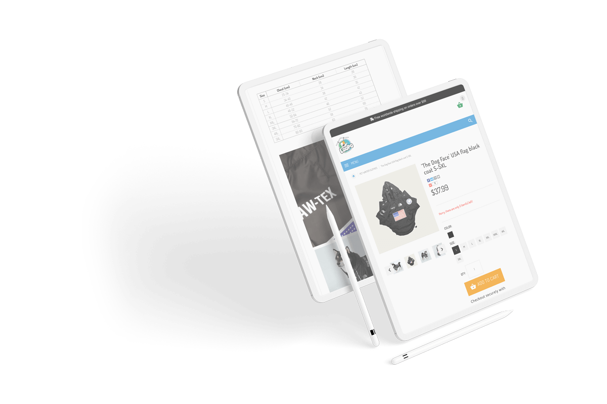 מוקאפ אתר Loopo בתצוגה בטאבלט