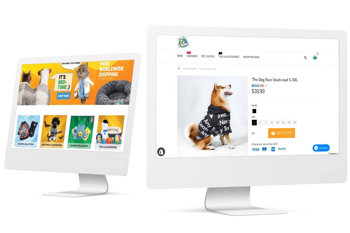 מוקאפ המציג את האתר של Loopo