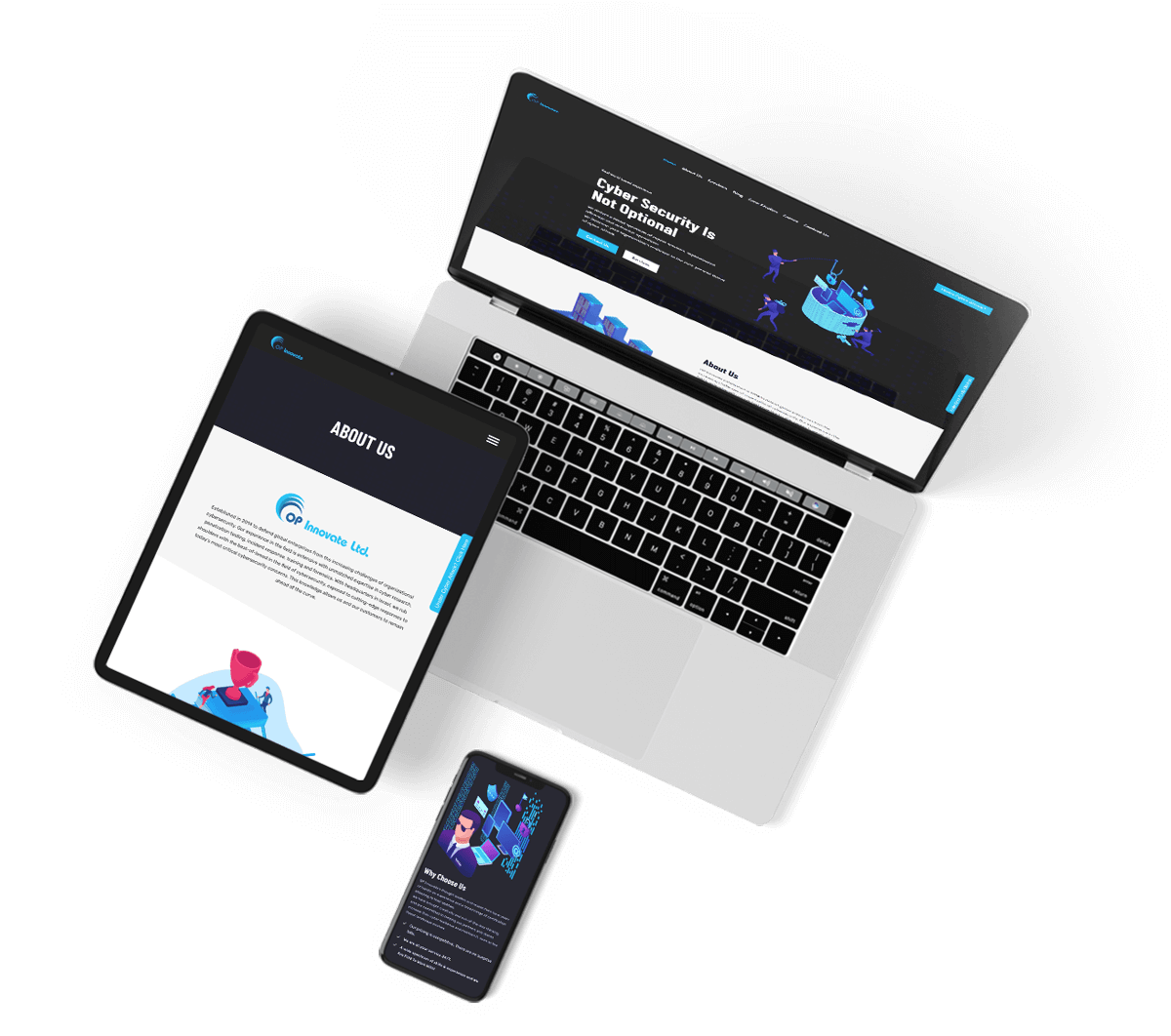 מוקאפ המציג את האתר של OP Innovate